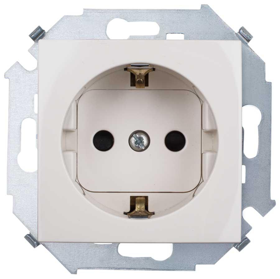 1591443-031 Розетка 2Р+Е Schuko, со шторками, 16А,_x000D_
250В, винтовой зажим, слон. кость