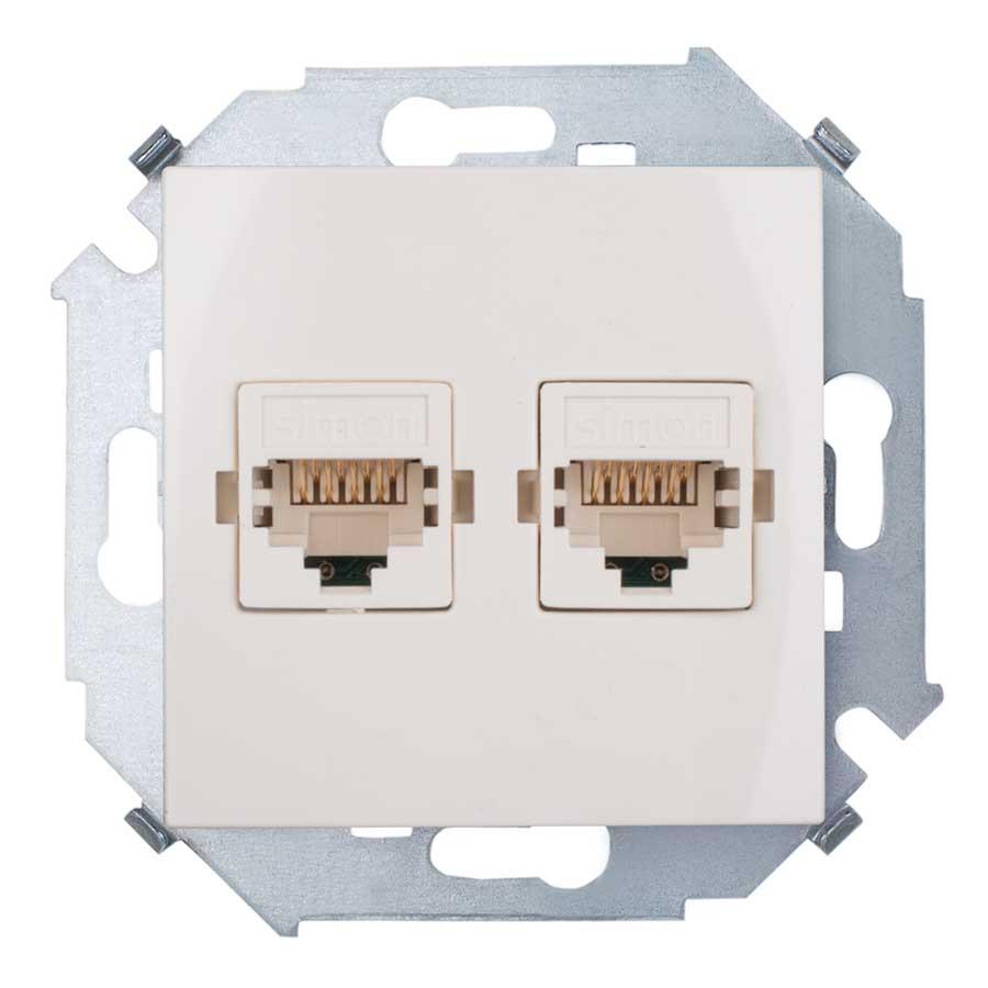 1591593-031 Розетка компьютерная двойная RJ45,_x000D_
слоновая кость