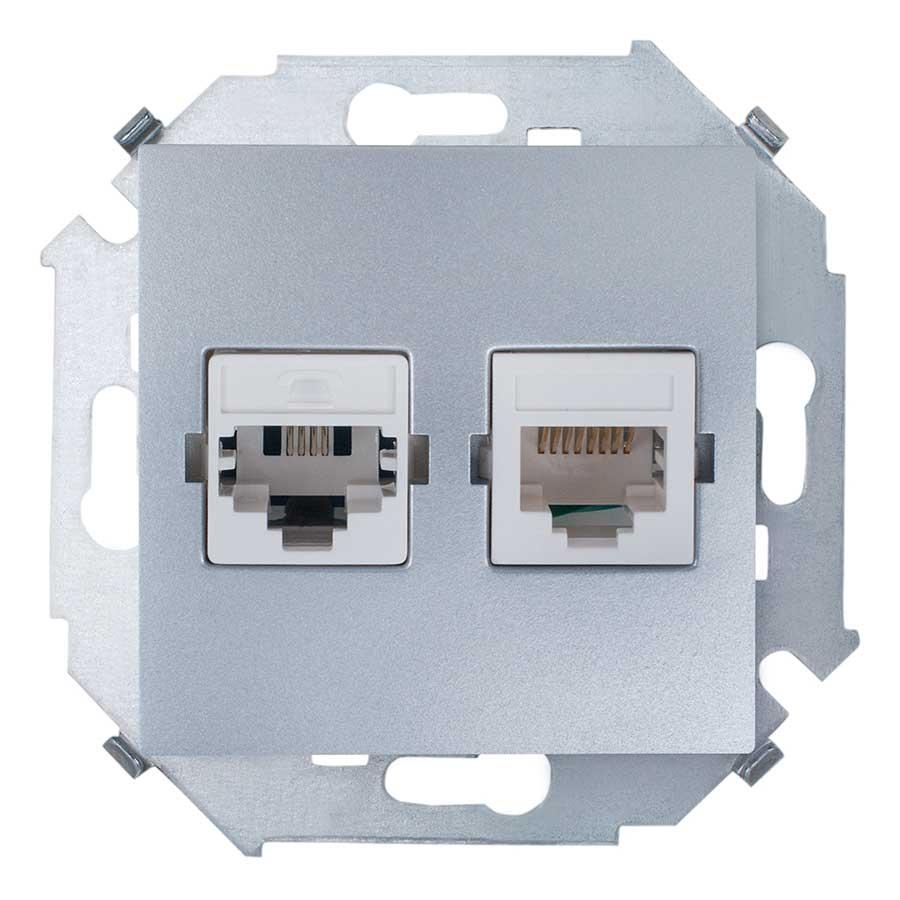 1591590-033 Розетка телефонная/компьютерная_x000D_
RJ11+RJ45, алюминий