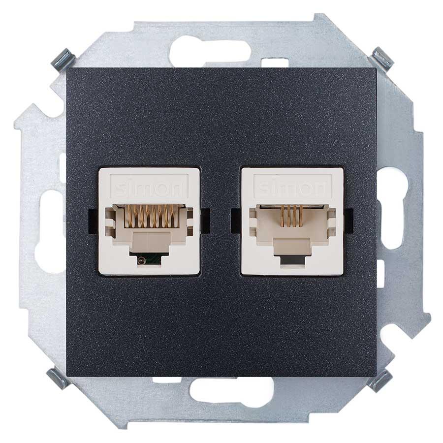 1591590-038 Розетка телефонная/компьютерная_x000D_
RJ11+RJ45, графит
