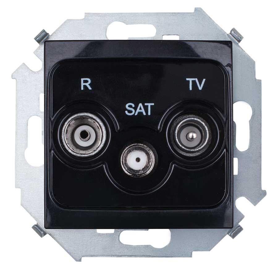 1591466-032 Розетка R-TV-SAT одиночная, винтовой_x000D_
зажим, черный