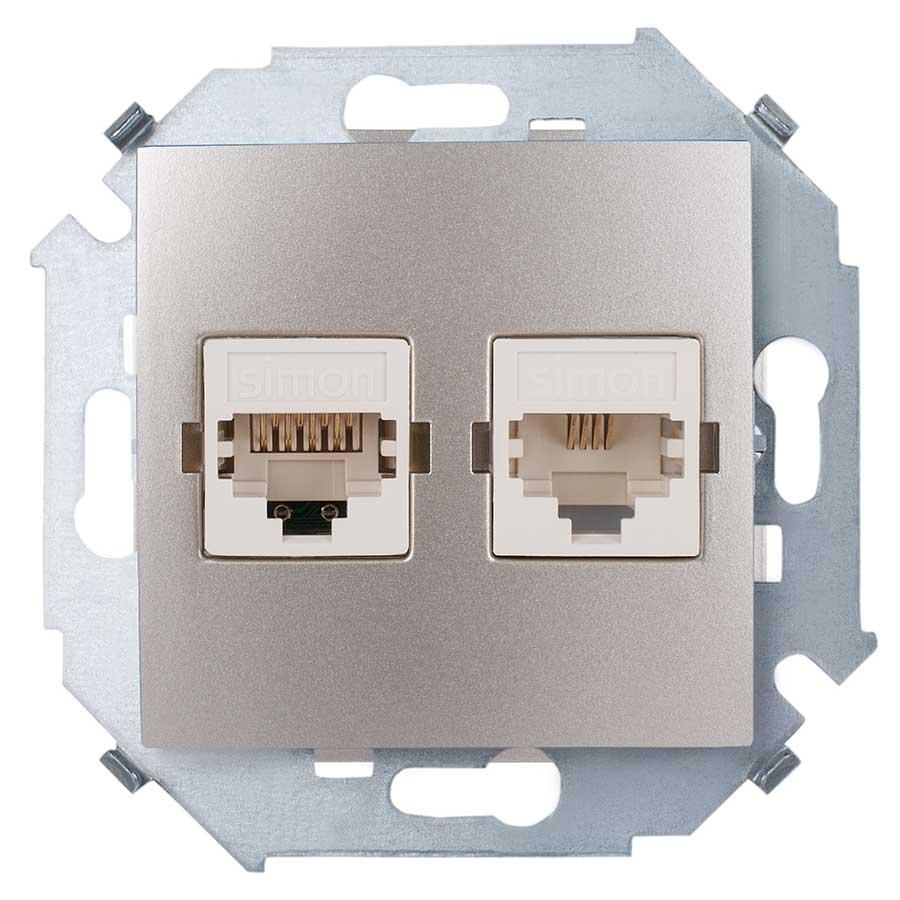 1591590-034 Розетка телефонная/компьютерная_x000D_
RJ11+RJ45, шампань