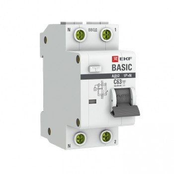 Дифференциальный автомат АД-12 10А/30мА тип_x000D_
АС х-ка C эл. 4,5кА EKF Basic