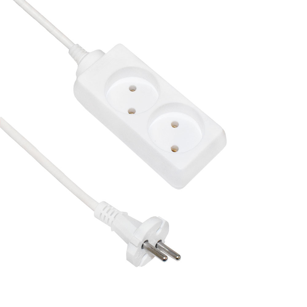 Удлинитель 2 гнезда 2м, 10А/2,2кW без з/к, ПВС_x000D_
2х0,75 "POWERMAN" ETP