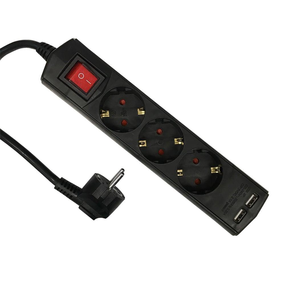 Удлинитель с USB 3 гнезда 3м, 16А/3,6кW с з/к, ПВС_x000D_
3х1,5 черный ETP